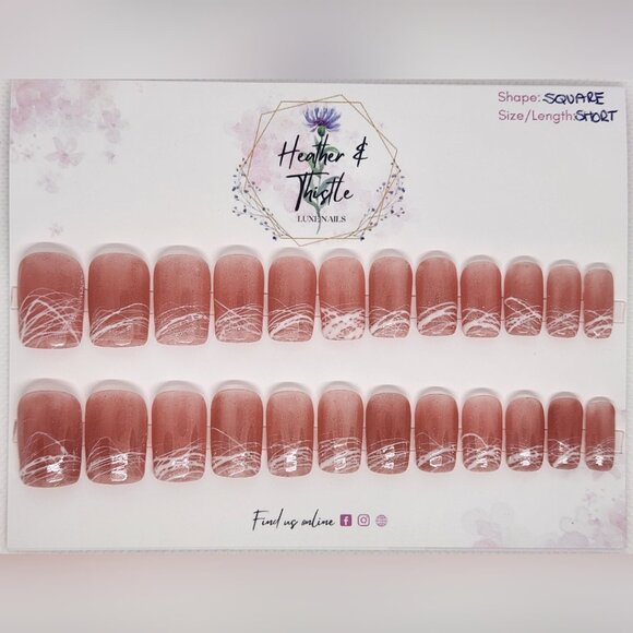 Heather & Thistle Luxe Press-On Nails - Whimsically Nude - Short Square - Picture 1 of 2